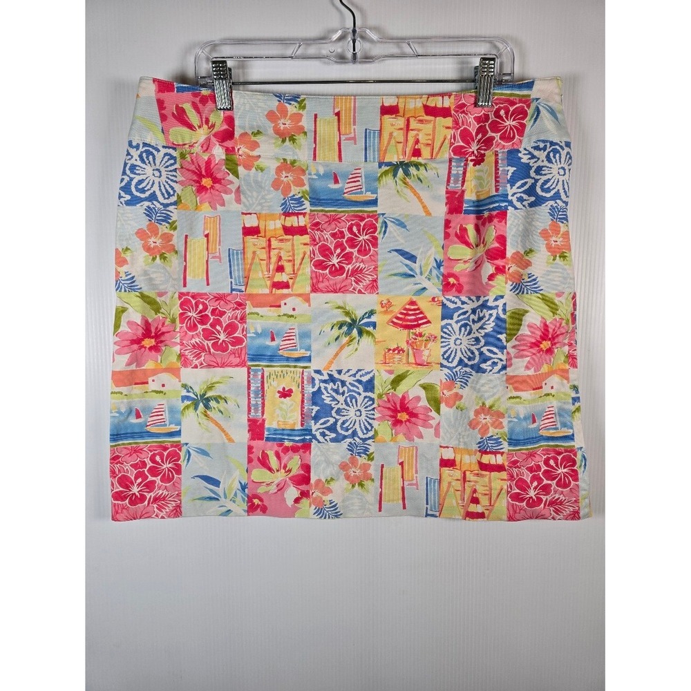 Talbots Womens‎ Seaside Beach Tropical Aloha Print Skirt Artsy Colorful Size 18